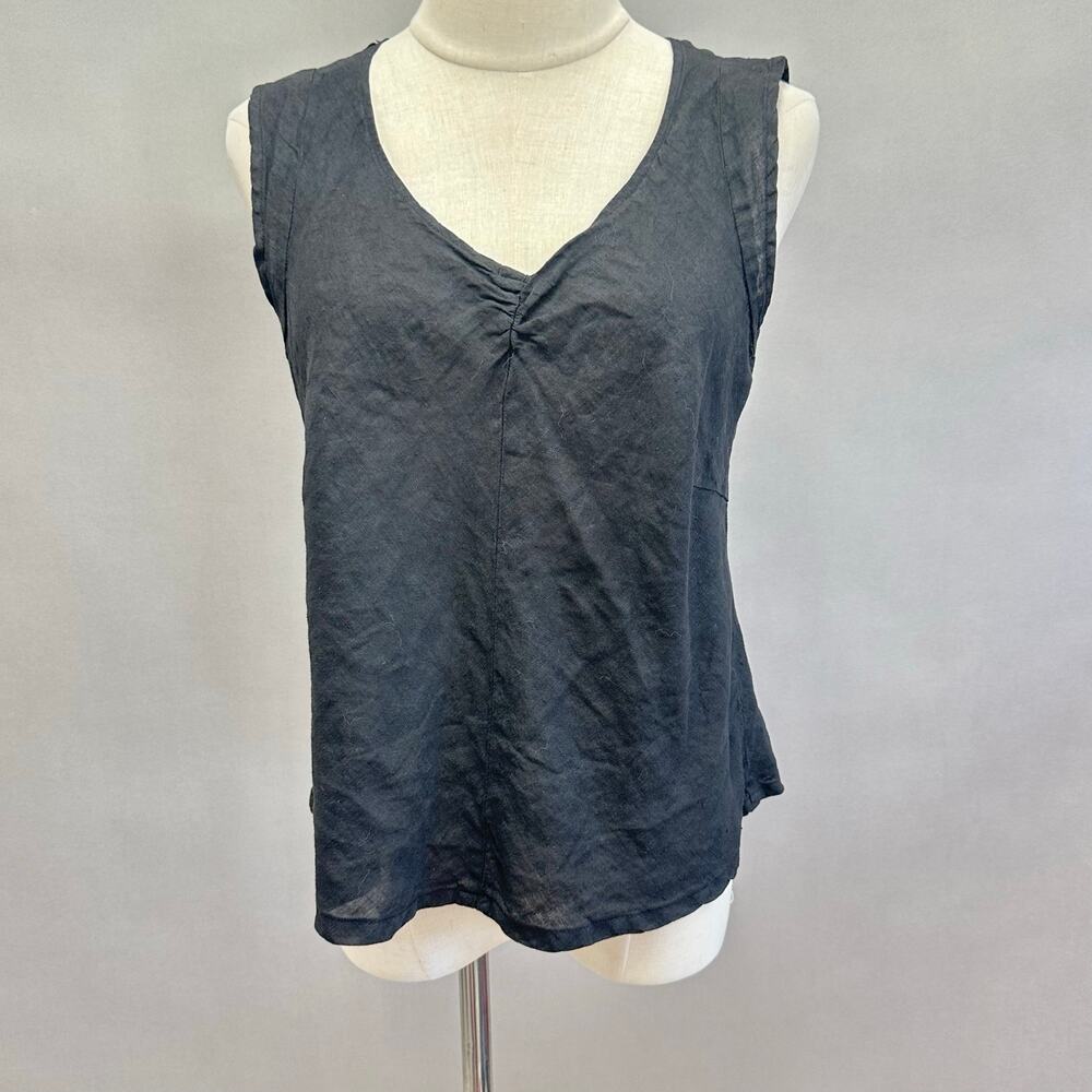 CP‎ Shades 90s black linen cap sleeve shell tank size small